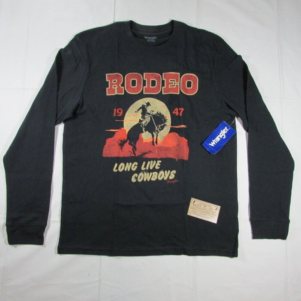 Wrangler Men's Rodeo Long Live Cowboys Graphic T-Shirt Jet Black